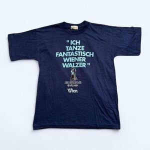 Vintage 1990s Navy German Dance script graphic Graphic Tee XL